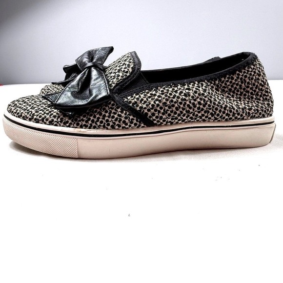 Bernie Mev Womens Black White Woven Dotted Bow Slip On Sneakers Flats Size 37 - Picture 5 of 7